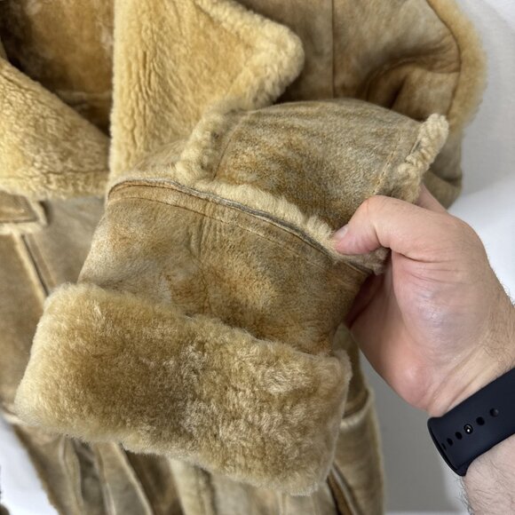 Vintage Leather Attic Shearling Coat 34 Made in Canada Raw Suede Sherpa Lined - Picture 2 of 10